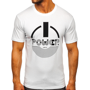 T-shirt en jersey tricoté à manches courtes pour homme, respirant, avec logo personnalisé imprimé, 100% coton, 250 GSM, blanc et noir - Product Image 1