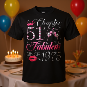 T-shirt da donna per il 51° compleanno, modello promozionale 'Fabulous Since 1975' - Product Image 3