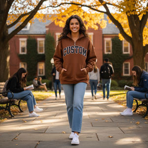 OEM Hiver Fermeture Éclair Lourde Polaire Psi Sigma Phi Sweatshirts Femmes Unisexe Personnalisé Col Montant Écologique Spandex/Coton Brodé - Product Image 5