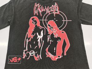 T-shirt court personnalisé style streetwear vintage à col rond et manches courtes en coton de haute qualité, coupe ample imprimée - Product Image 5