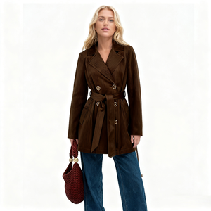 Vêtement d'extérieur décontracté à manches longues pour femmes grandes tailles, en velours tricoté d'automne, doublure en fourrure, daim de vache, élégant, uni, texturé, bouton unique - Product Image 2