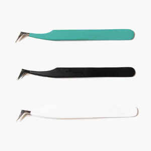 Pince à épiler professionnelle d'extension de cils en acier inoxydable rose à 90 degrés embouts en fibres solides beauté durable - Product Image 3