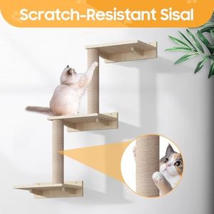 Étagères murales en sisal résistant aux rayures pour chats escalier perchoir hamac pour chat marches étagères murales et perchoirs pour animaux de compagnie ensemble de meubles - Product Image 5