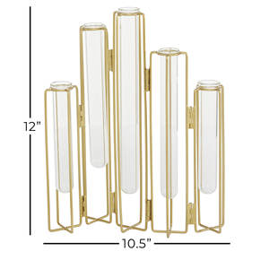Juego de Jarrones de Metal Plateado Martillado y Jarrones de Propagación de Vidrio con Múltiples Tubos Dorados para Decoración del Hogar y Hoteles, Venta al por Mayor - Product Image 5