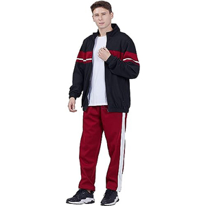 Chándal de nailon personalizado para hombre, conjunto de 2 uds con parte inferior superior para correr, chaqueta con cuello de pie y cremallera completa en blanco, chándal de fútbol para hombre - Product Image 1