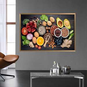 Impresión en lienzo de arte mural elegante con diseño de especias - Decoración moderna para cocina, 1 pieza: con marco dorado - Product Image 1