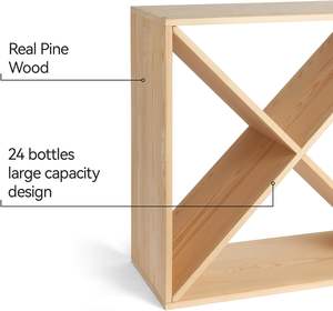 Casier à bouteilles en bois massif empilable, rangement rustique rétro cube, casier à vin en bois, 24 pièces, décor de cuisine, présentoir en bois - Product Image 6