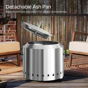Camino a legna senza fumo in acciaio inox da 19.3 pollici con frassino rimovibile per uso portatile - Product Image 3
