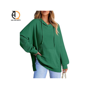 Sweat à capuche oversize pour femme 100% coton en peluche imprimé en relief Automne Épaissi Tricoté Respirant Style décontracté - Product Image 5