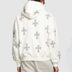 La mejor calidad 500gsm peso pesado 100% algodón de gran tamaño Rhinestone Sudadera con capucha invierno Rhinestone Zip Up Hoodies - Product Image 6