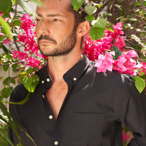 Chemise de smoking unisexe formelle BEAM, col montant uni, 60% coton 40% tissu Oxford, respirante, écologique, automne, 6XL - Product Image 2