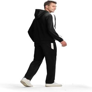 Ensemble survêtement homme coupe slim vintage hiver, veste et pantalon, couleur personnalisée, fermeture éclair sur le devant, poignets côtelés, bas brodé, technique unie - Product Image 4