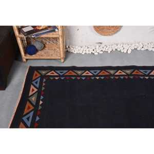 Alfombra Turca Vintage de 4.7x7 pies (144x212 cm), Alfombra Marroquí Negra - Product Image 5