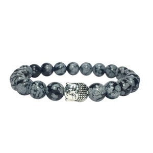 Bracelet de haute qualité flocon de neige obsidienne bouddha perles Bracelet en pierre cristal pierres précieuses bijoux de mode hommes et femmes cadeau énergie - Product Image 1