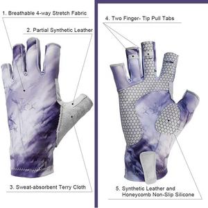 Guante UV sin dedos de poliéster OEM ODM para hombres y mujeres para protección solar guantes de pesca con mosca de medio dedo - Product Image 5