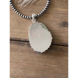 Pendentif goutte d'eau artisanal en argent sterling avec diamant et perle, serti clos style chrétien, Southwest - Product Image 5