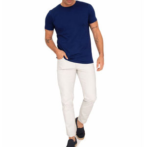 T-shirts en coton pour hommes de couleur unie à manches courtes col rond usine en gros Stock personnalisé sans marque 100% coton - Product Image 1