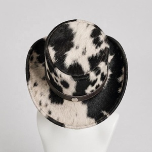 Sombrero de Vaquero de Cuero con Patrón de Piel de Vaca, Bordado a Mano, Unisex, para Fiestas Formales, Aire Libre, Cuatro Estaciones, Estilo Adulto - Product Image 4