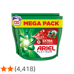 Cápsulas de detergente Ariel+Stain Removal Platinum, 120 unidades - Product Image 1