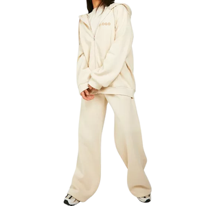 Ensemble de survêtement polaire 100 % coton pour homme, pull à capuche oversize et pantalon large deux pièces, collection hiver 2026 - Product Image 4