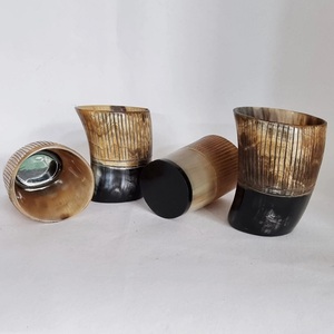 High Quality <b>Viking</b> Wine Horn Mug White Natural Buffalo Horn Decorative Beer Mug Handcrafted Glass Agate Natural Crafts - Product Image 2