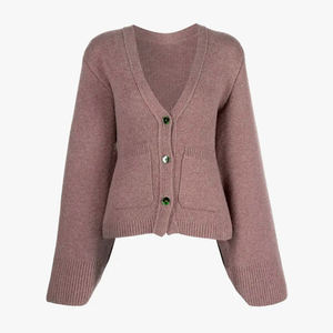 Cardigan en coton tendance pour femmes, grande taille, manches longues, décontracté, pour les sororités et les fraternités, pull en tricot avec décoration appliquée - Product Image 3