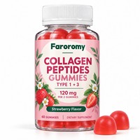Gummies de collagène OEM Type 1 & 3 saveur fraise 120mg, complément beauté à base de pectine, 60 unités pour adultes