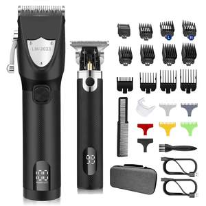 Kit de coupe de cheveux électrique sans fil professionnel, lame en acier inoxydable à écartement zéro, tondeuse à barbe rechargeable IPX7 - Product Image 3