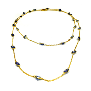 Joyería de moda ligera, cadena de eslabones de gemas de tanzanita chapada en oro y plata de ley 925, collares a la moda, regalos para fiesta de boda - Product Image 3