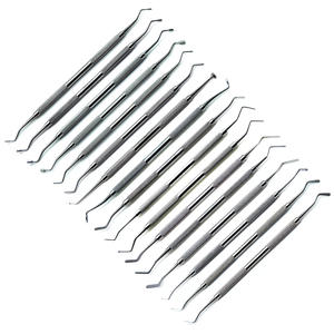 Instrumentos de doble extremo de relleno de amalgama de plástico compuesto dental nuevo juego de 17 - Product Image 1