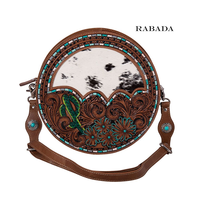 Tas Selempang Kulit Asli Buatan Tangan Desainer Motif Hewan untuk Wanita, Gaya Vintage Barat dengan Rantai Ukiran dan Resleting