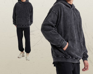 Sweat à capuche Acid Wash de haute qualité, polaire de coton 400 GSM, sweats à capuche pour hommes et femmes, coton 100 pour cent, qualité supérieure - Product Image 2