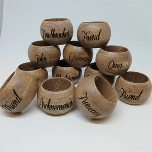 Wooden <b>Napkin</b> Ring Set of 11 Acacia Wood Tissue Ring - Product Image 1