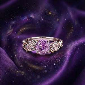 แหวนหมั้นพลอยเจียรทรงโรสคัทสามเม็ดแบบเจลิยา ทวิสต์ - Product Image 4