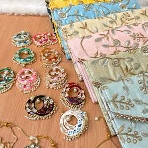 Nouvel arrivage de mariage traditionnel fait à la main Combo de broderie Cultch avec bracelet et boucles d'oreilles pour les cadeaux - Product Image 5