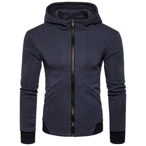 Sweat à capuche zippé pour homme en maille unie, 100% coton, polaire léger, manches longues, respirant, séchage rapide, écologique, vente chaude - Product Image 2