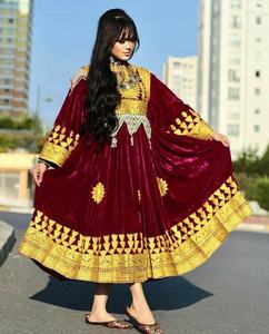 2024 Vintage Afghan Kuchi vestido para mujer bordado hecho a mano sólido tradicional Tribal Festival vestido encaje Pashtun cultura - Product Image 5
