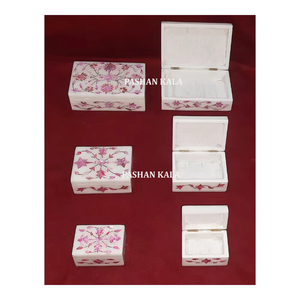 Newly Special Product <b>Pink</b> MOP Inlay Box White Marble Mother Of Pearl Flower Design Inlay Jewelry <b>Boxes</b> With <b>Gifting</b> Decoration - Product Image 1