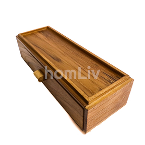 Handmade Natural Teak Wood Decorative Cutlery Storage <b>Box</b> Sustainable Solid Wood Kitchen Flatware Utensil Organizer Case - Product Image 3