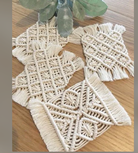 Handmade Modern Square Macrame <b>Coaster</b> - Product Image 3