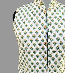Sleeveless Block Print Jackets Indian Cotton Handmade Winter <b>Vest</b> Coat Bohemian Style Unisex Short Quilted Kantha Jacket - Product Image 6
