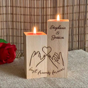 Customized Personalized Engraved Wood <b>Tealight</b> Candle Stand for Christmas Gift or Home Decor for Couples - Product Image 1