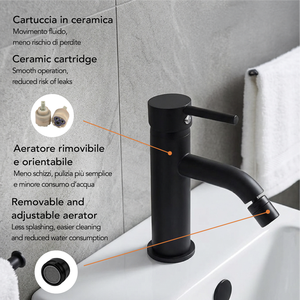 Rubinetto Miscelatore Bidet Nero Opaco Collezione Fiemme Koricini per Bagno - Product Image 4