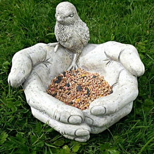 Mangeoire à oiseaux en métal massif, style oiseau assis, pour pelouse, jardin, décoration d'intérieur, bol d'alimentation pour oiseaux, artisanat en métal, sculpture décorative - Product Image 3