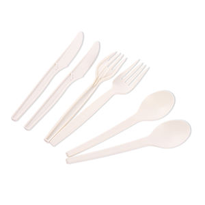 Juego de Cubiertos de Almidón de Maíz a <span class=keywords><strong>Precio</strong></span> de Fábrica, Tenedor, Cuchara y Cuchillo de Almidón de Maíz para Fiestas - Product Image 1