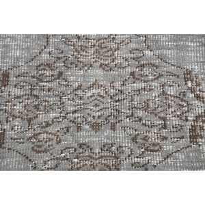 พรมวินเทจ, พรมตุรกีขนาดเล็ก 2.2x4.5 ฟุต, พรมลายอิคัตสีน้ำตาลเทา - Product Image 5