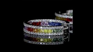 ต่างหูห่วงดีไซน์เนอร์ประดับไพลินและเพชรแล็บ |   เครื่องประดับหรูสำหรับงานกลางคืน - Product Image 4