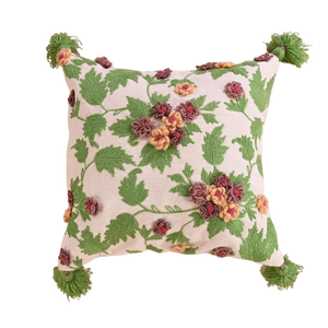 ปลอกหมอนอิงผ้าฝ้ายปักลายดอกไม้สีเขียวขนาด50x50ซม. สำหรับห้องนั่งเล่น - Product Image 1