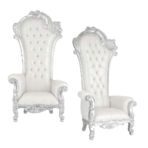Sillas de trono con marco blanco de madera con cojín, sillas de trono para eventos, banquetes de boda y muebles de sala de estar a la venta - Product Image 6