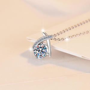 Black Pearl Jewels <b>925</b> <b>Sterling</b> <b>Silver</b> VVS D Color 1Carat Moissanite Luxury Link <b>Chain</b> X Shape Unique Crossover Pendant Necklace - Product Image 4